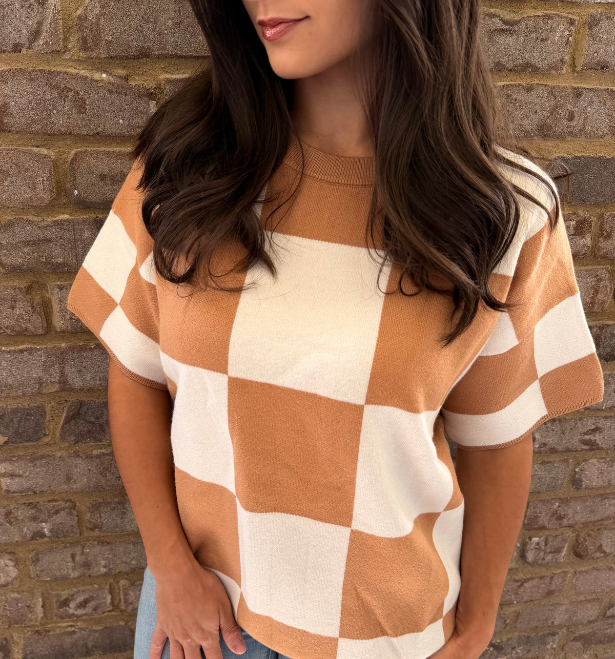Bella Checkered Sweater Tee