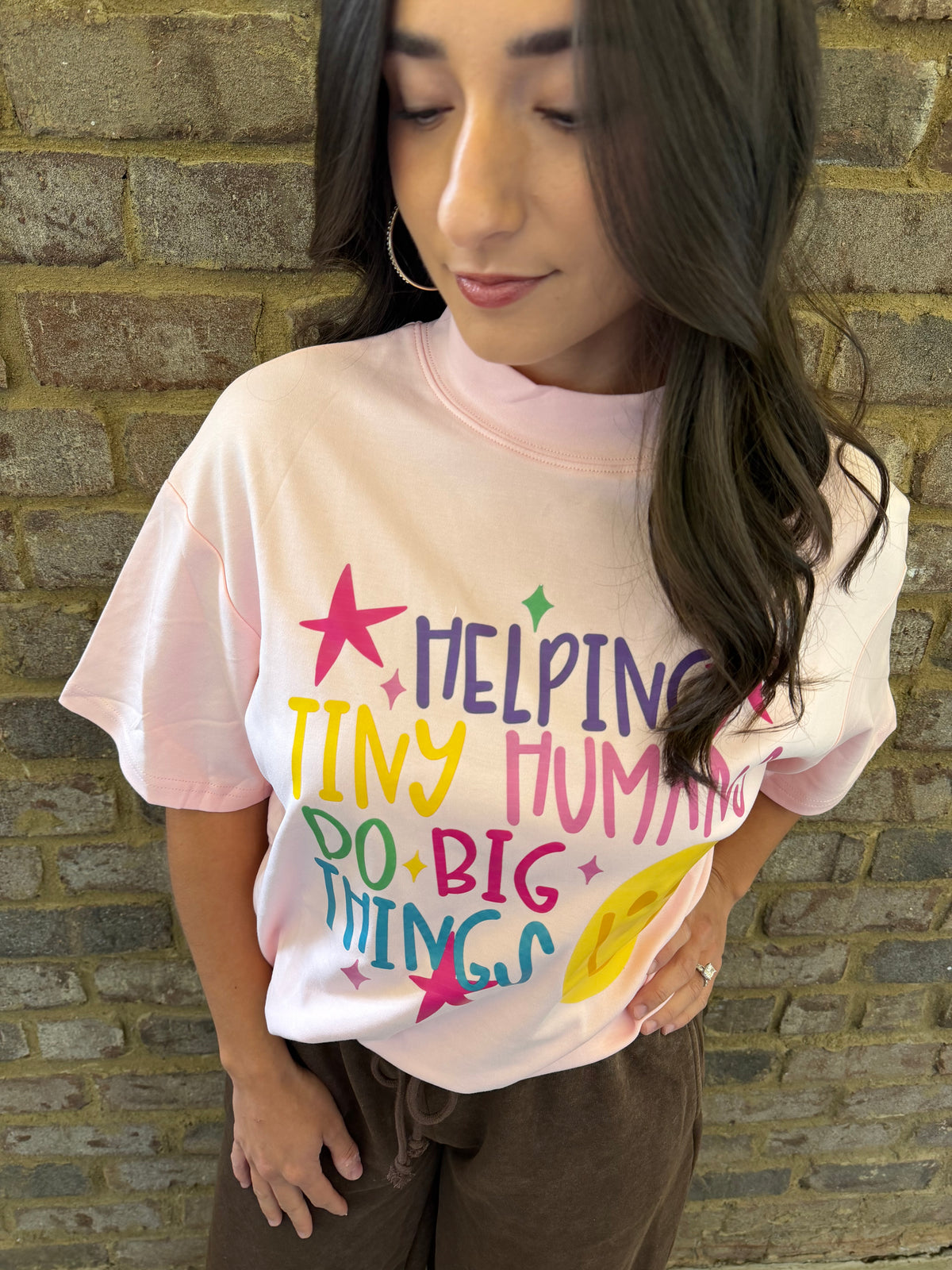 Helping Tiny Humans Mock neck tee