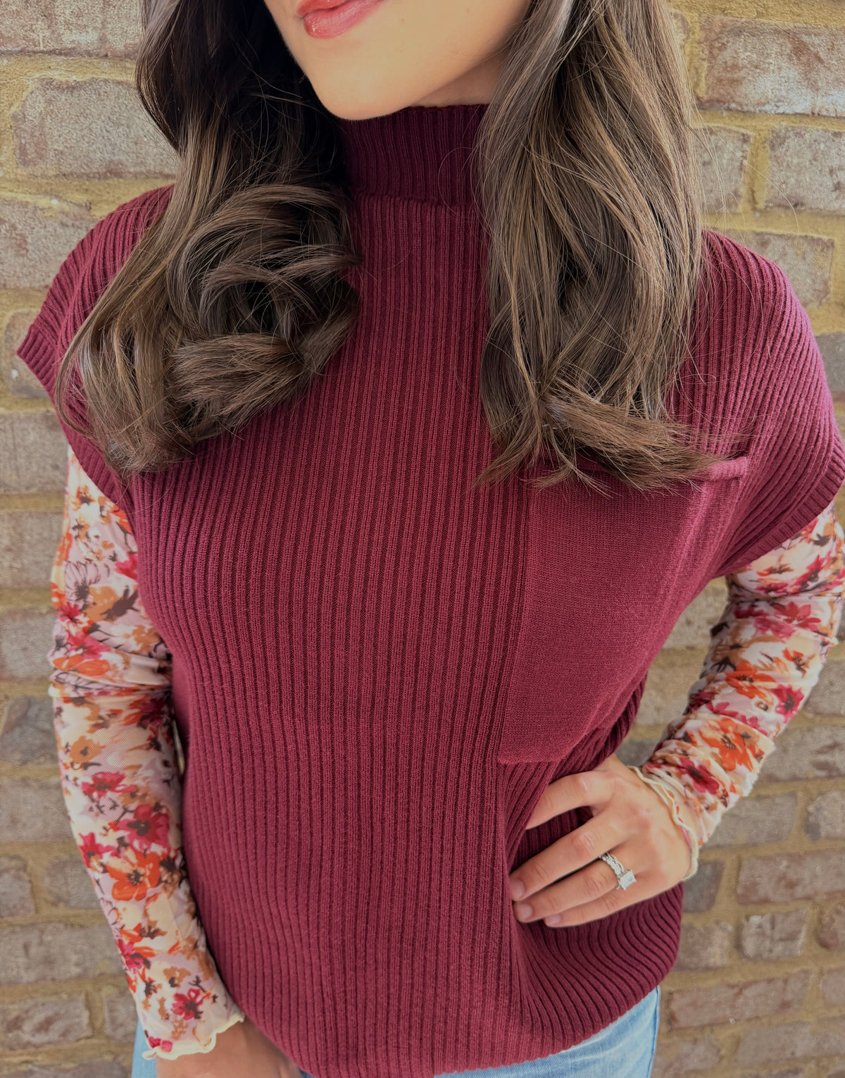 Lettuce Floral Mesh Top