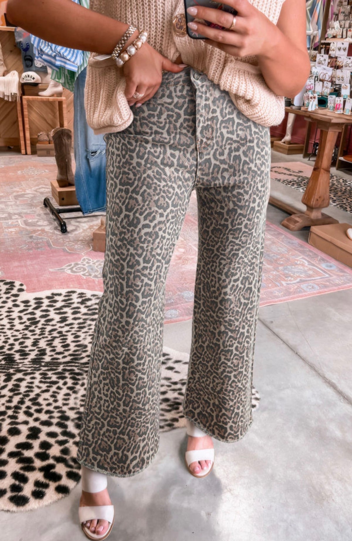 Leopard Frayed Edge Jeans