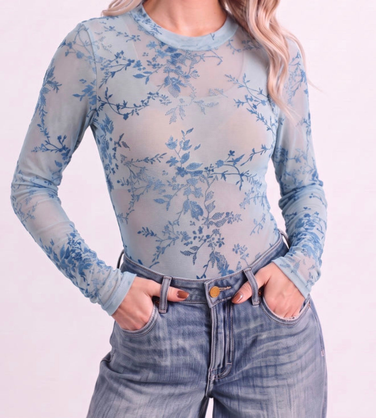Blue Mesh Body Suit