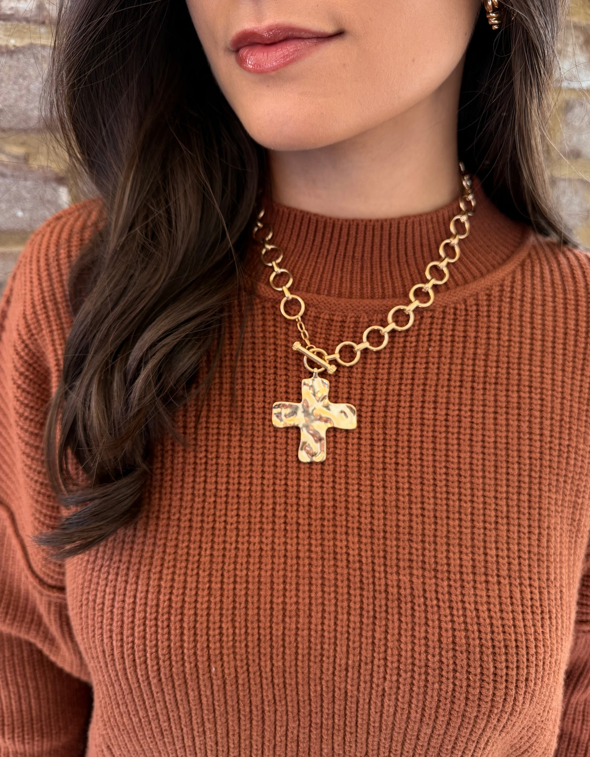 Gold Locked Cross Necklace