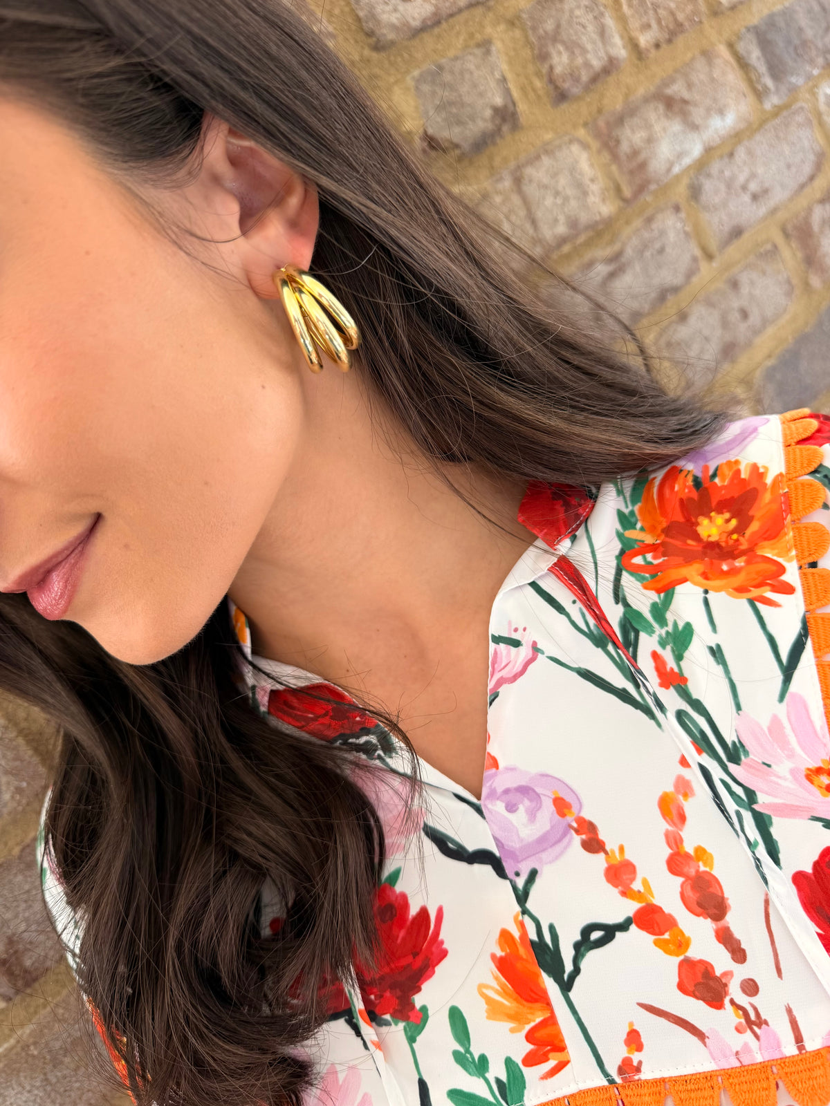 Gold Three Layer Hoop Earrings