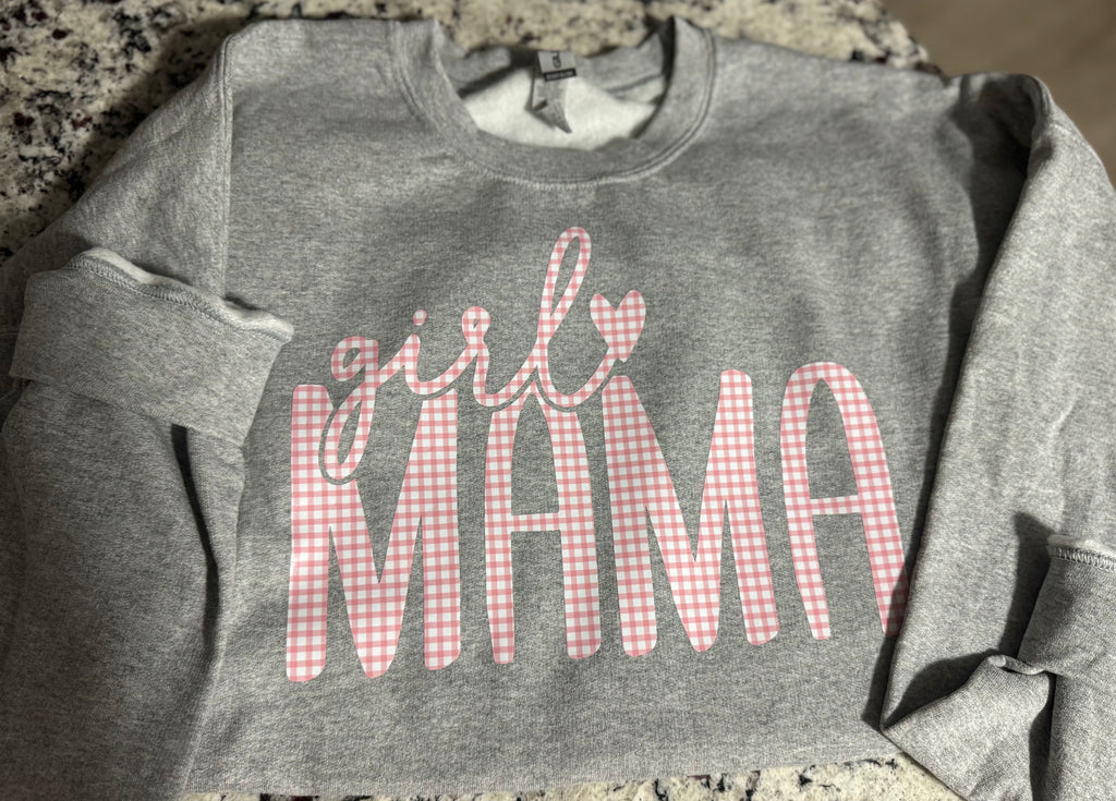 Checkered Girl Mama Crewneck