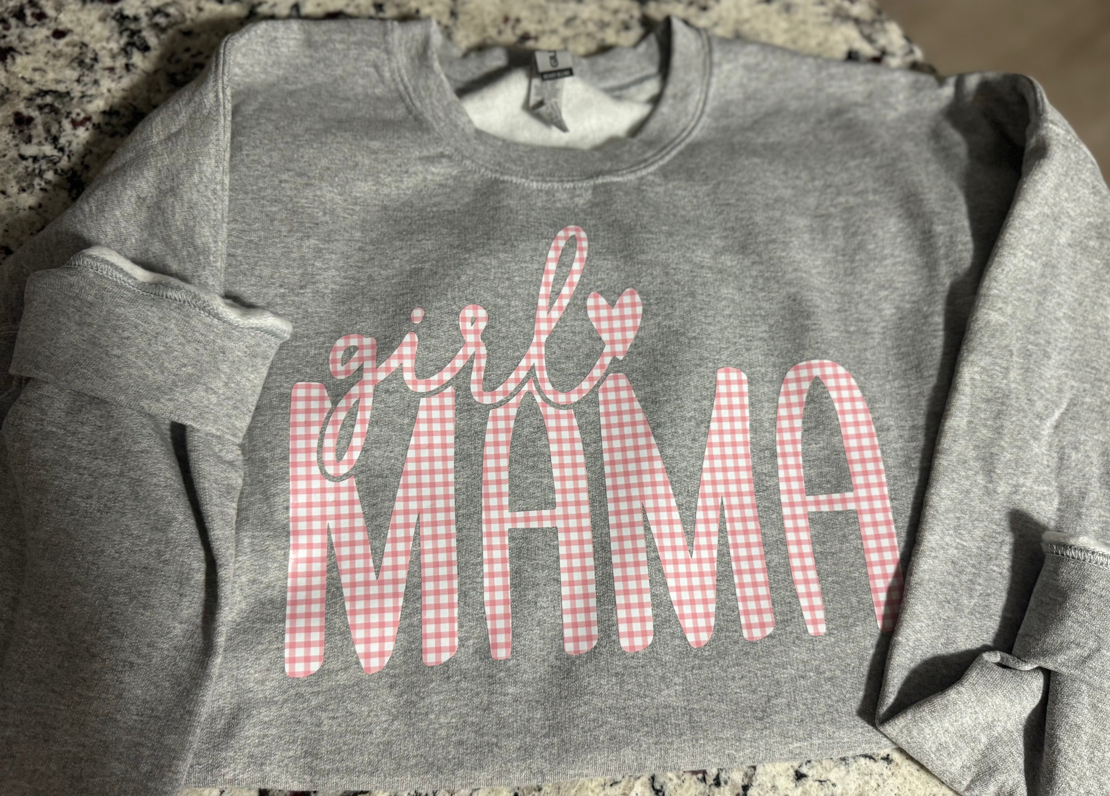 Checkered Girl Mama Crewneck