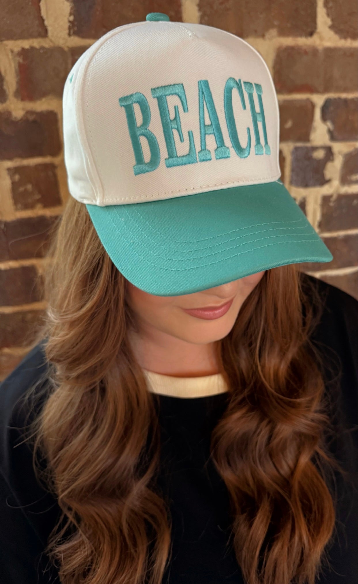 Teal Beach Embroidered hat