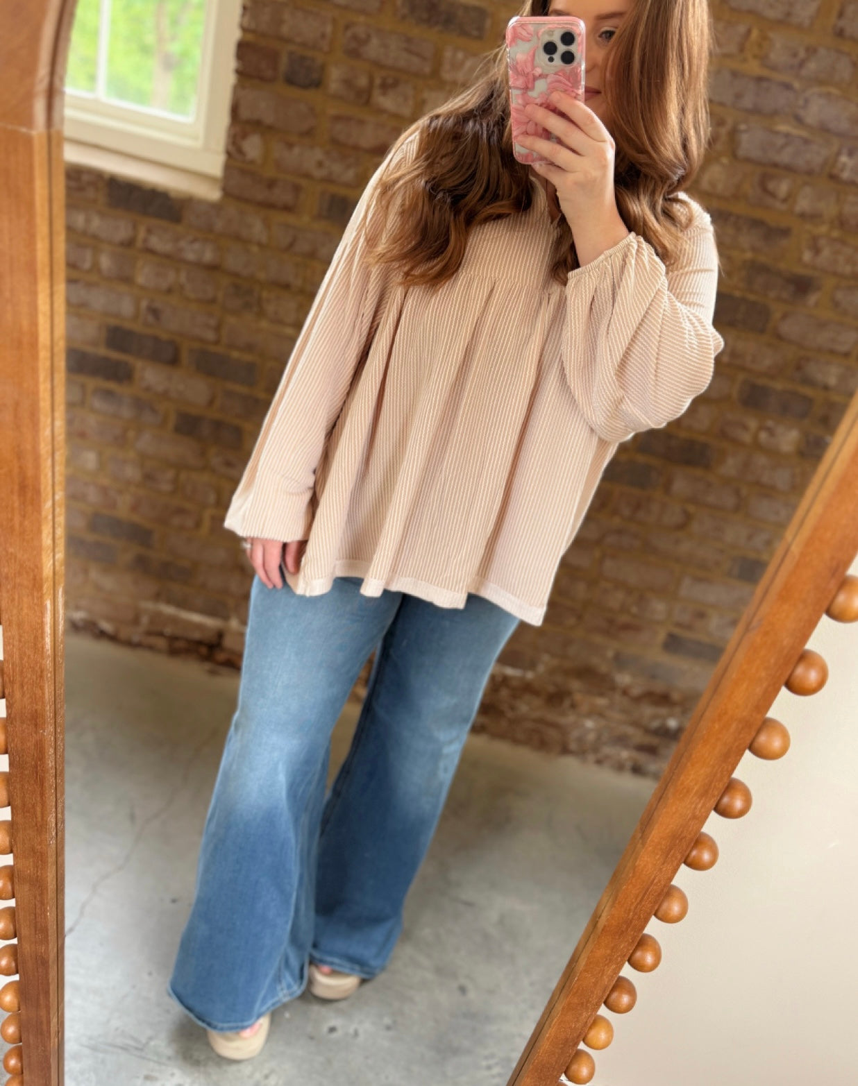 Tan Turndown v-neck