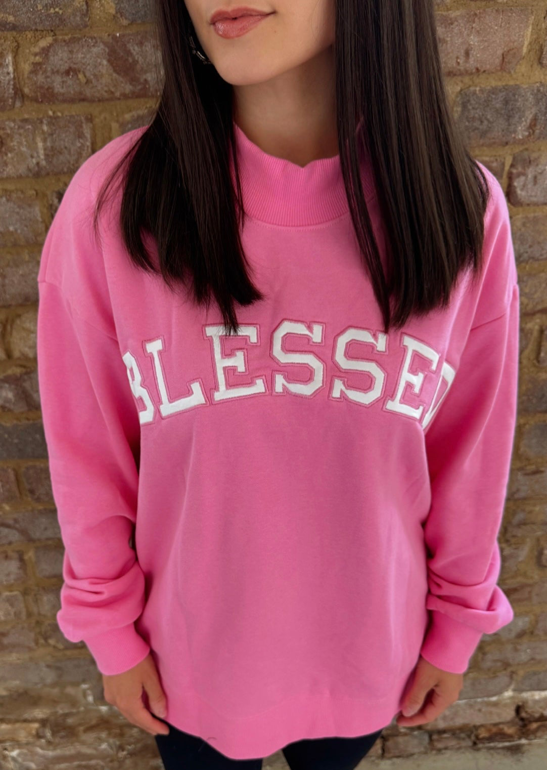 Pink Blessed Mock-neck