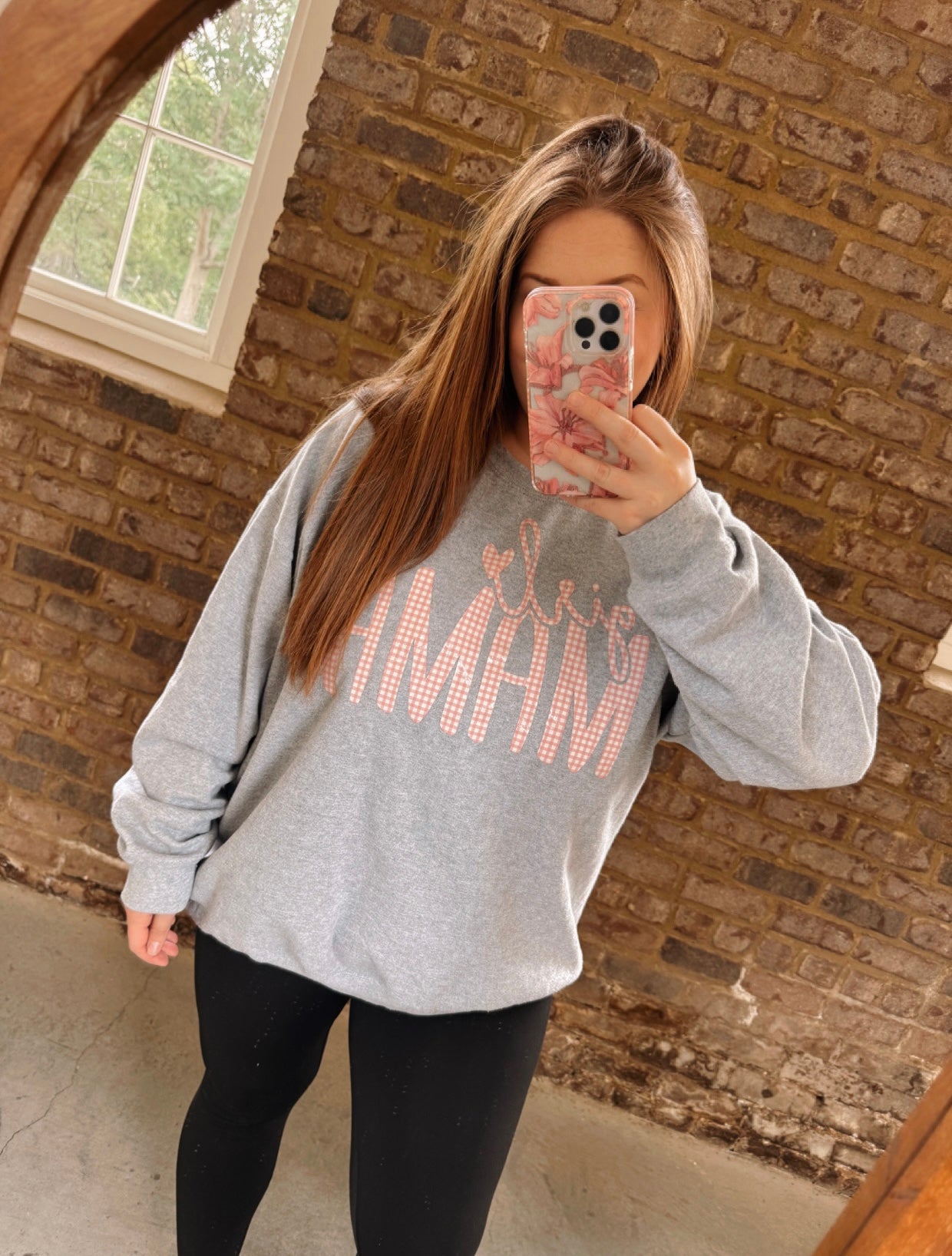 Checkered Girl Mama Crewneck