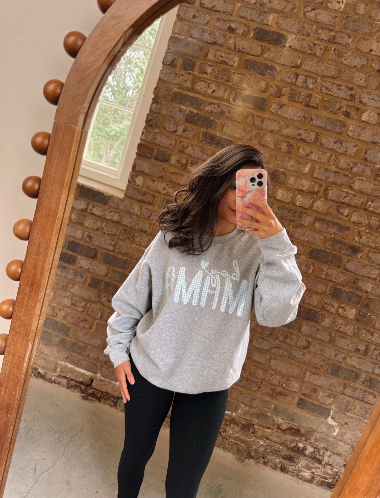 Checkered Boy Mama Crewneck
