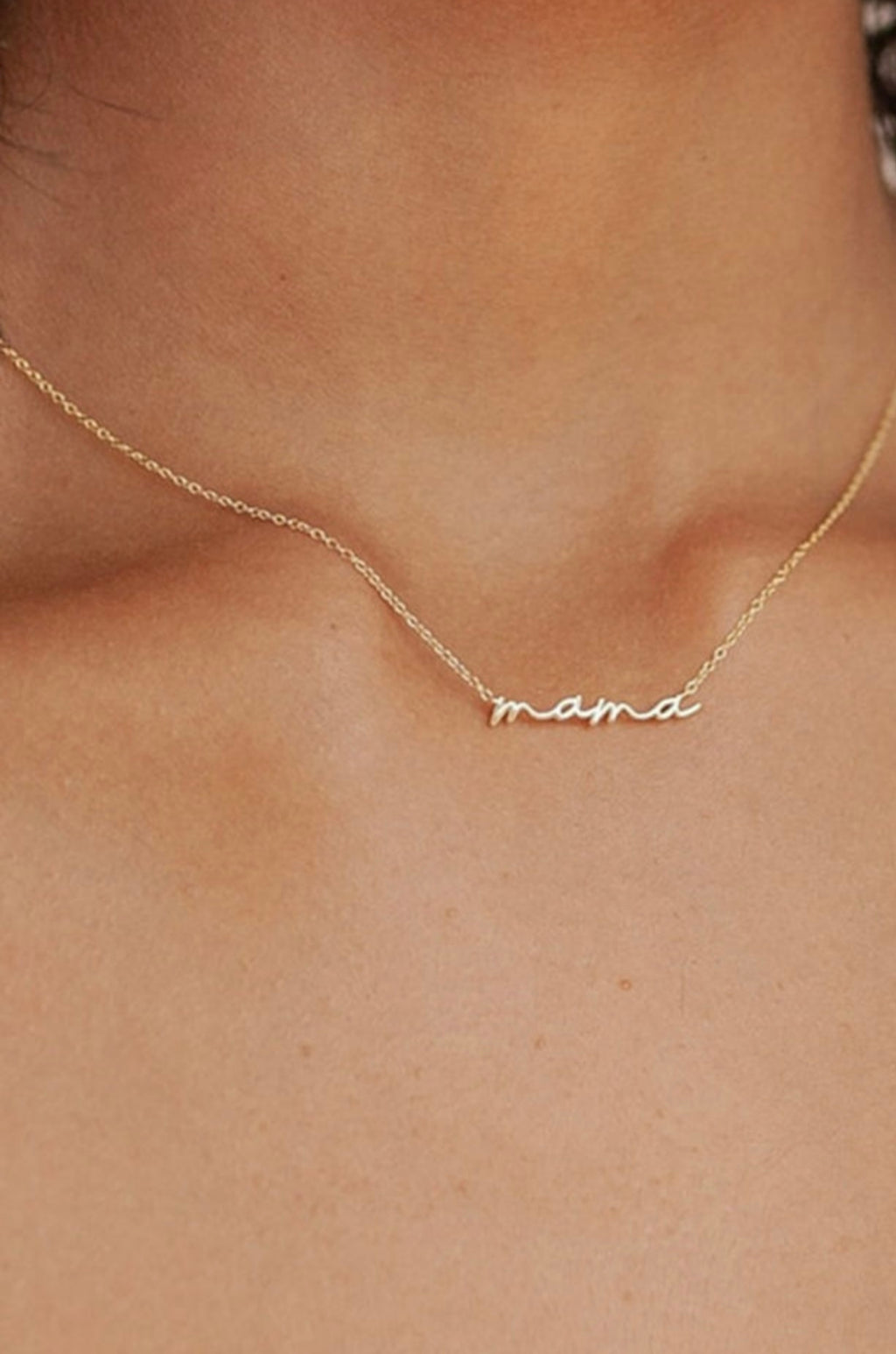 Tiny Mama Script Necklace