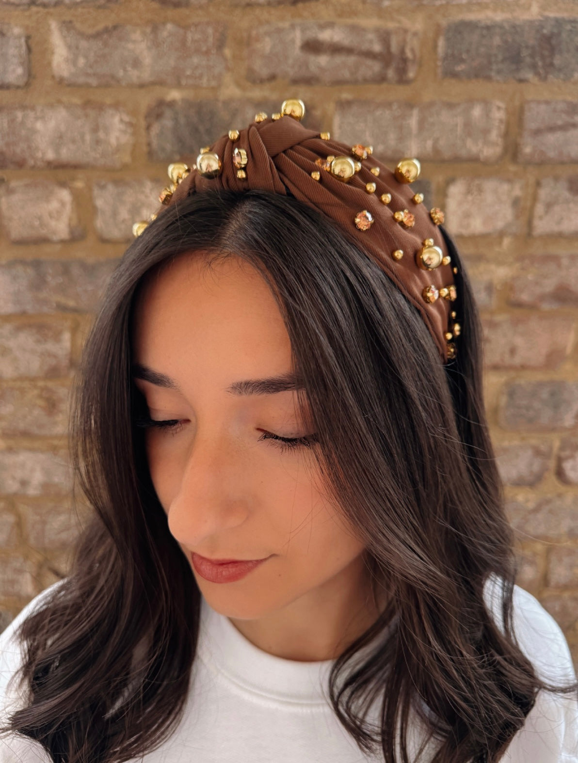 Coffee beaded headband